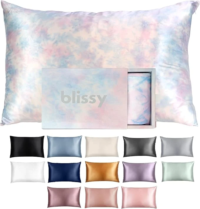 Sophisticated Blissy Silk Pillowcase – Pure Mulberry Silk – 22 Momme 6A High-Grade Fibers – Silk Pillow Cover for Hair amp Skin – Regular Queen amp King Tie Dye Queen Specialty