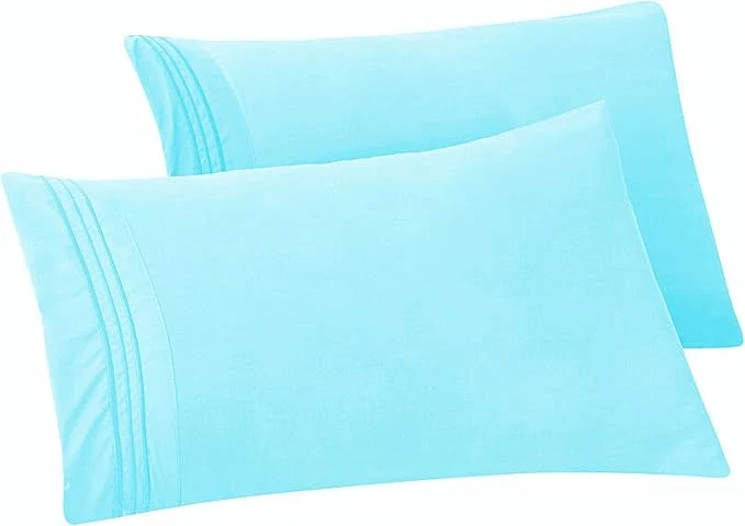 Authentic Elegant Comfort Solid Pillowcases 1500 Premium Hotel Quality Microfiber – Smooth Weave Wrinkle and Stain Resistant Easy Slip-On 2-Piece Set King Pillowcase Aqua Powerful