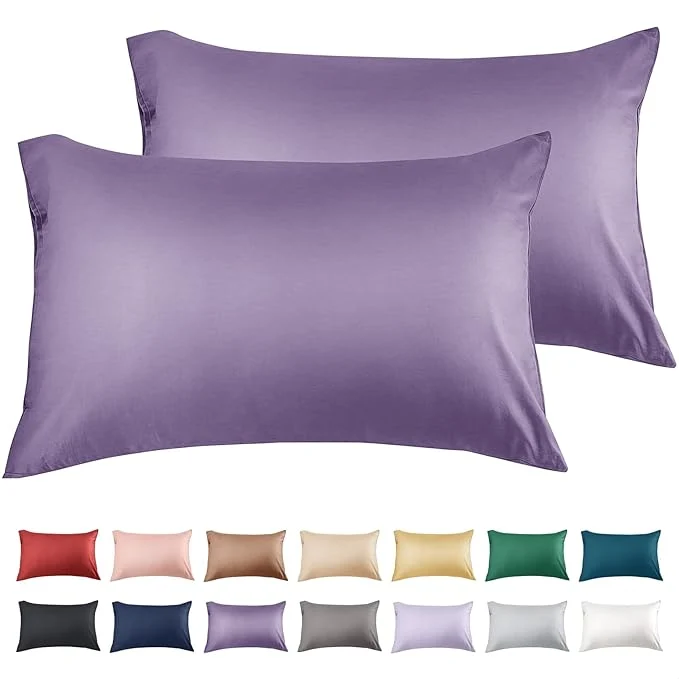 Smooth Warmstar Cotton Pillow Cases King Size Set of 2 600 Thread Count Pillowcases 20×36 Inches Soft Long Staple Cotton Pillowcases Breathable with Envelope Closure Plum Exclusive