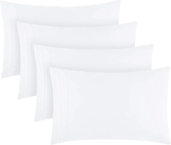 Original Mellanni Pillow Cases Set – 4 PC Iconic Collection Pillowcases – Hotel Luxury Extra Soft Cooling Pillow Covers – Wrinkle Fade Stain Resistant King 20 quot x 40 quot White Comfortable