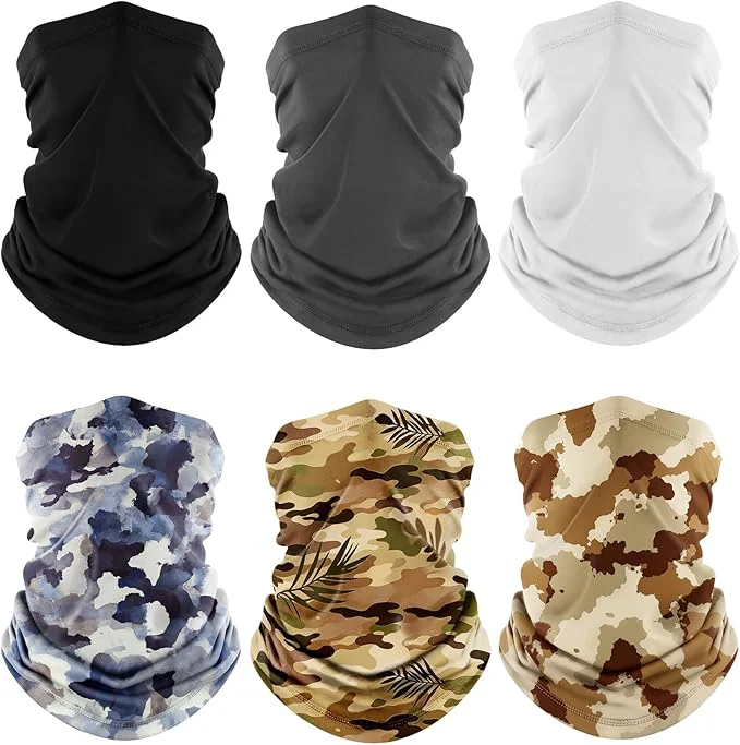 Natural Fuinloth Neck Gaiter 6 Pack Cooling UV Protection Bandana Face Mask Gator Scarf Pure