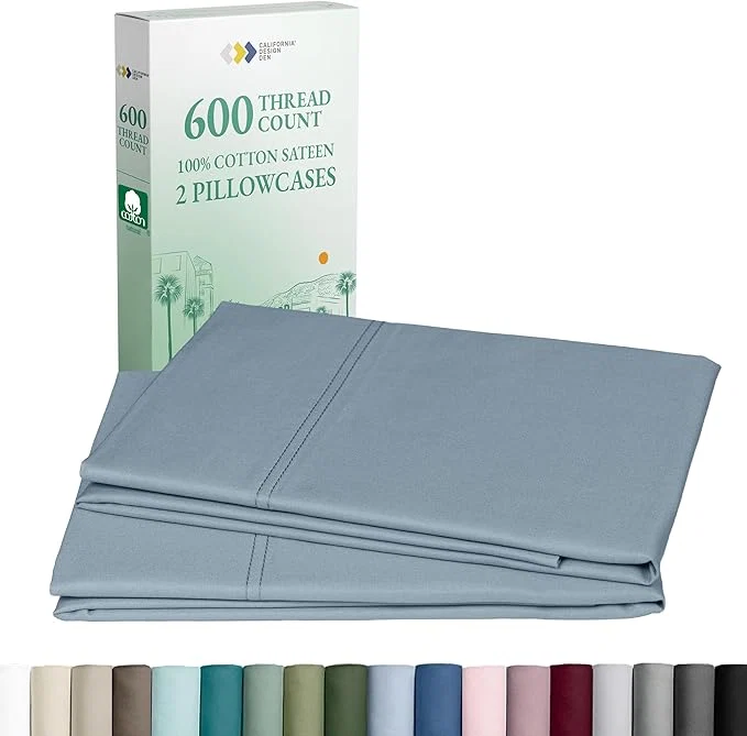 Expertly Made Luxuriously Soft Premium 600 Thread Count Cotton Set of 2 Cases Crisp Pillowcases King Size Set of 2 Fits King Pillows Pastel Blue Comfortable