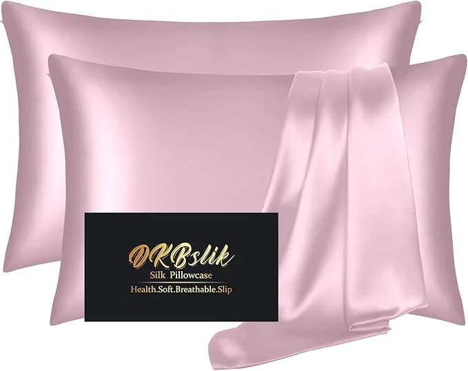 Clean Silk Pillowcase 2 Pack Mulberry Silk Pillow Cases Queen Size Set of 2 Anti Acne Silk Pillowcase for Hair and Skin Natural Silk Satin Pillowcases Gifts for Women Men 2 Pack with Zipper Light Pink Innovative