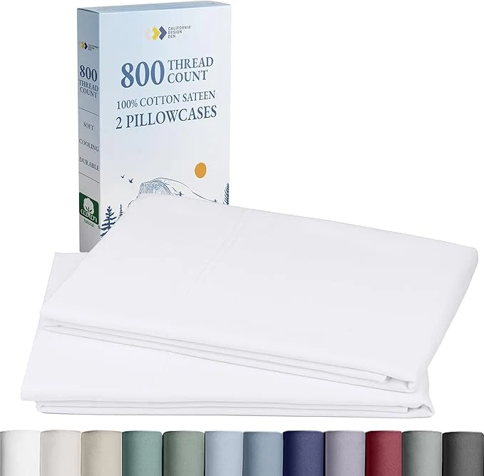 Sophisticated Heirloom Soft Smooth amp Thick 800 Thread Count Cotton Sateen 2 King Size Pillow Cases Fits King Pillows Bright White Unique