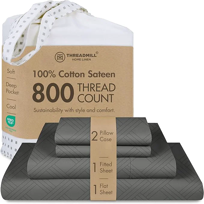 Clean Threadmill Luxury Cotton King Sheets – 800 Thread Count Jacquard Celine Dark Grey Better Than Egyptian Cotton 4 Pc Striped Bed Set Damask Sheets Fits 16 39 39 Deep Pocket Comfortable