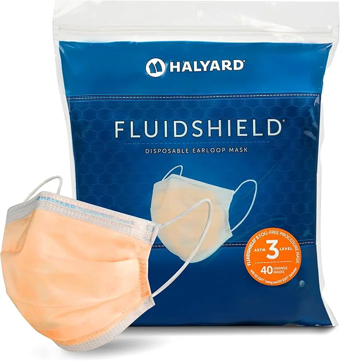 Smooth HALYARD FLUIDSHIELD level 3 Disposable Procedure Mask w SO SOFT Lining Earloops Original
