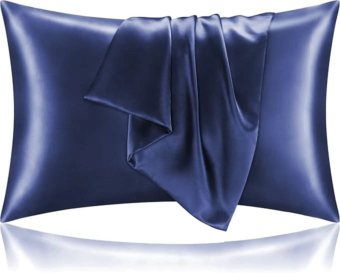 Classic BEDELITE Satin Pillowcase for Hair and Skin Super Soft and Cooling Similar to Silk Pillow Cases 2 Pack with Envelope Closure Gift for Women Men 20 quot x40 quot King Size Navy Excellent