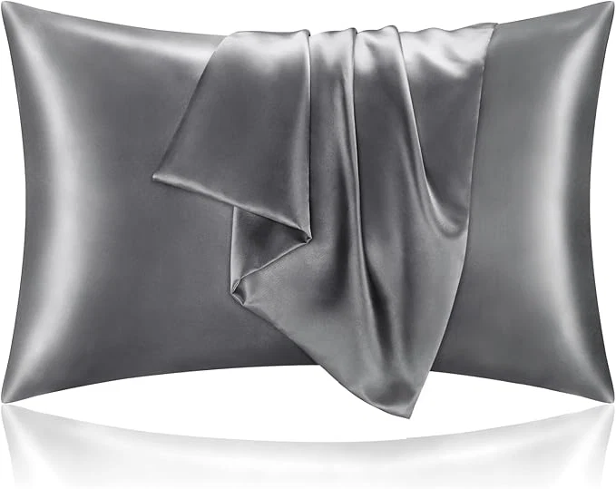 Premium BEDELITE Satin Pillowcase for Hair and Skin Super Soft and Cooling Similar to Silk Pillow Cases 2 Pack with Envelope Closure Gift for Women Men 20 quot x30 quot Queen Size Dark Grey Specialty