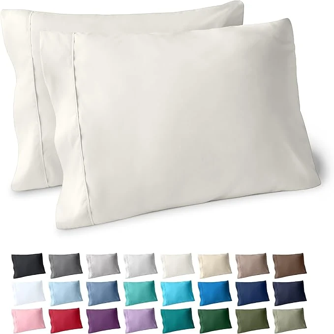 Refined Bare Home Microfiber Pillow Cases – Standard Queen Size Set of 2 – Cooling Pillowcases – Double Brushed – Ivory Pillowcases 2 Pack – Easy Care Standard Pillowcase Set of 2 Ivory Outstanding