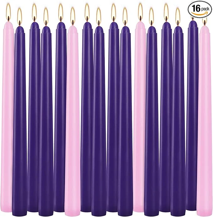 Excellent 16 Pack Advent Taper Candles Premium Hand Dipped 10in Unscented Christmas Taper Classic