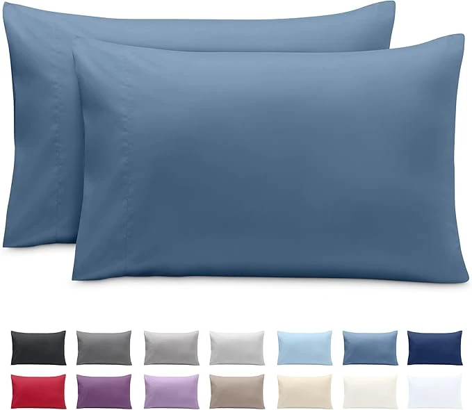 Refined Bare Home Microfiber Pillow Cases – Standard Size Set of 2 – Cooling Pillowcases – Double Brushed – Easy Care – Envelope Closure Standard Pillowcase Set of 2 Coronet Blue Reusable