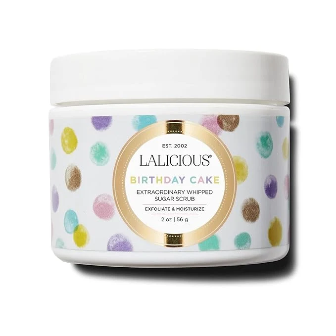 Unique LALICIOUS Birthday Cake Shimmering Sugar Scrub Environmentally Friendly