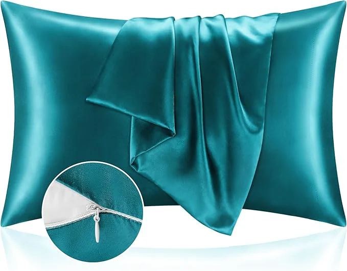 Elite BEDELITE Satin Pillowcase with Zipper Teal King Size Pillow Cases Set of 2 Super Soft and Cooling Similar to Silk Pillow Cases Gift for Women Men 20×36 Inches Reliable