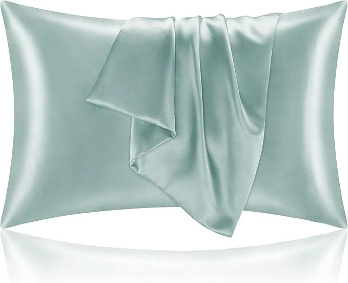 Traditional BEDELITE Satin Pillowcase for Hair and Skin Super Soft and Cooling Similar to Silk Pillow Cases 2 Pack with Envelope Closure Gift for Women Men 20 quot x36 quot King Size Haze Blue Expertly Made