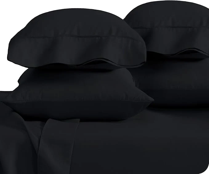 Reusable Bare Home 4 Pillowcases – Premium 1800 Ultra-Soft Collection – Bulk Pack – Double Brushed – Hypoallergenic – Wrinkle Resistant – Easy Care Standard – 4 Pack Black Fast