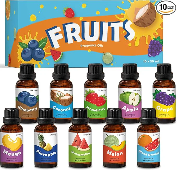 Original Design Fruit Fragrance Oil for Candle Soap Making 10x30ml Holamay Essential Oils for Durable