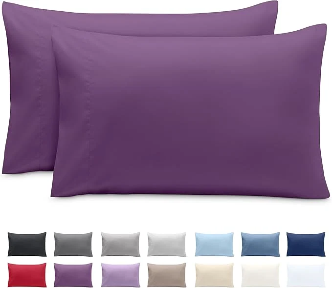 Carefully Designed Bare Home Microfiber Pillow Cases – King 20×40 – Cooling Pillowcases – Double Brushed – Easy Care – Envelope Closure King Pillowcase Set of 2 Plum Contemporary
