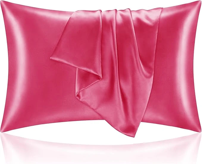 Smart BEDELITE Satin Pillowcase with Zipper Hot Pink King Size Pillow Cases Set of 2 Super Soft and Cooling Similar to Silk Pillow Cases Gift for Women Men 20×36 Inches Official