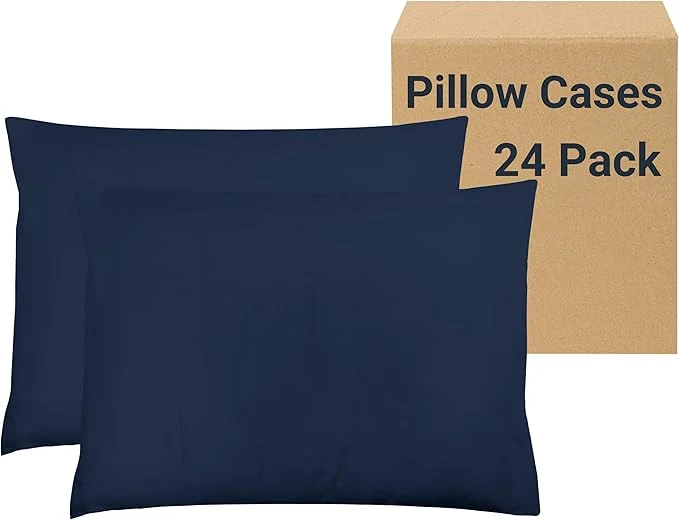 Optimized ZPECC Pillow Cases Bulk 24 Pack – Queen Pillowcases with Envelope Closure Soft Brushed Microfiber Pillow Cover for Hotel Airb amp bs Hospital Bedding Essential Navy Trendy
