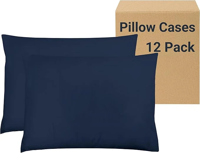 Excellent ZPECC Pillow Cases King Size Set of 12 20×36 Envelope Closure Pillowcases Soft Plain Brushed Microfiber Covers Hypoallergenic Breathable Navy Comfortable