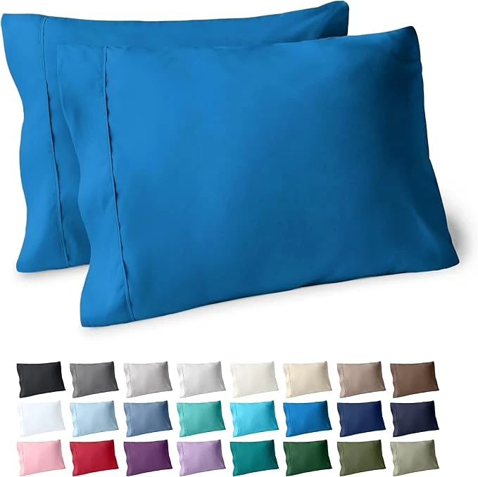 Top-Quality Bare Home Microfiber Pillow Cases – Standard Queen Size Set of 2 – Cooling Pillowcases – Double Brushed – Medium Blue Pillowcases 2 Pack – Easy Care Standard Pillowcase Set of 2 Medium Blue Elite