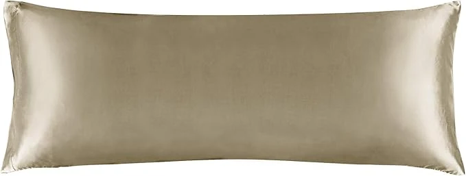 Fast BEDELITE Satin Body Pillow Cover Super Soft and Cooling Body Pillow Pillowcase for Hair and Skin Breathable Silky Full Long Pillowcase Cover 20 quot x54 quot Taupe Refined