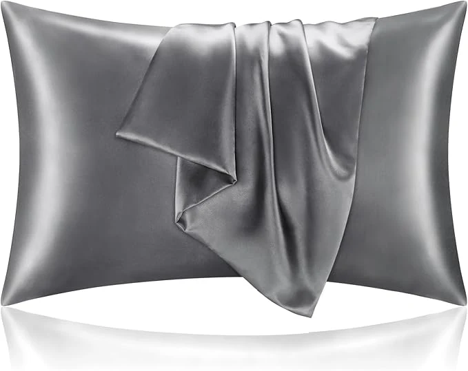 Efficient BEDELITE Satin Pillowcase with Zipper Dark Grey Pillow Cases Queen Size Set of 2 Super Soft and Cooling Similar to Silk Pillow Cases Gift for Women Men 20×30 Inches Environmentally Friendly