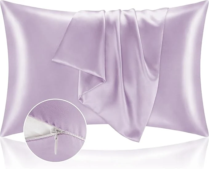 Artisan BEDELITE Satin Pillowcase with Zipper Lavender King Size Pillow Cases Set of 2 Super Soft and Cooling Similar to Silk Pillow Cases Gift for Women Men 20×40 Inches World-Class