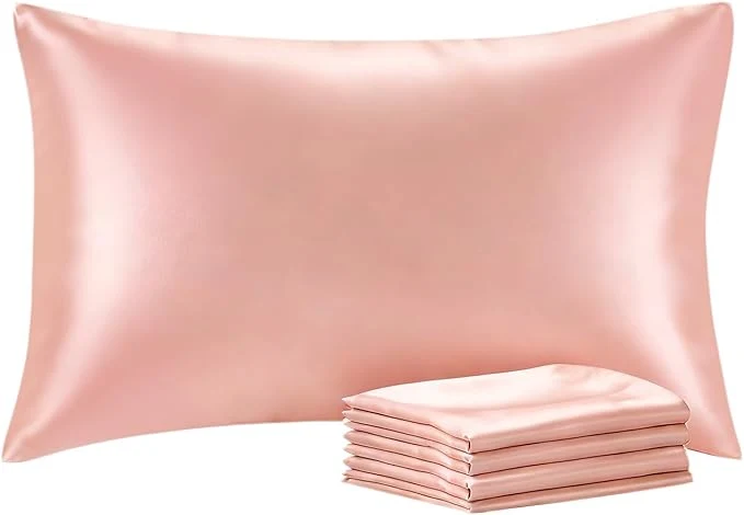 Original Design BEDELITE Satin Pillowcase with Zipper 4 Pack Coral Pillow Cases Standard Size Super Soft and Cooling Similar to Silk Pillow Cases Gift for Women Men 20×26 Inches Crafted