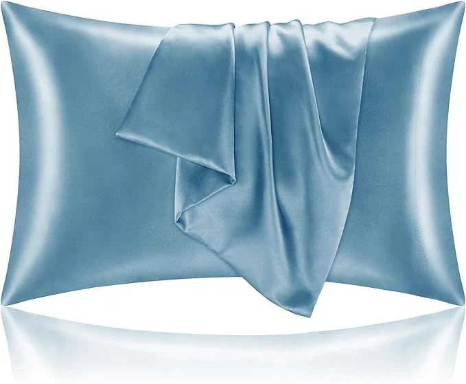 Classic BEDELITE Satin Pillowcase with Zipper 2 Pack Airy Blue Pillow Cases Standard Size Super Soft and Cooling Similar to Silk Pillow Cases Gift for Women Men 20×26 Inches Modern