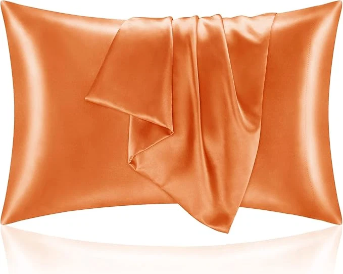 Organic BEDELITE Satin Pillowcase with Zipper Burnt Orange King Size Pillow Cases Set of 2 Super Soft and Cooling Similar to Silk Pillow Cases Gift for Women Men 20×36 Inches Clean
