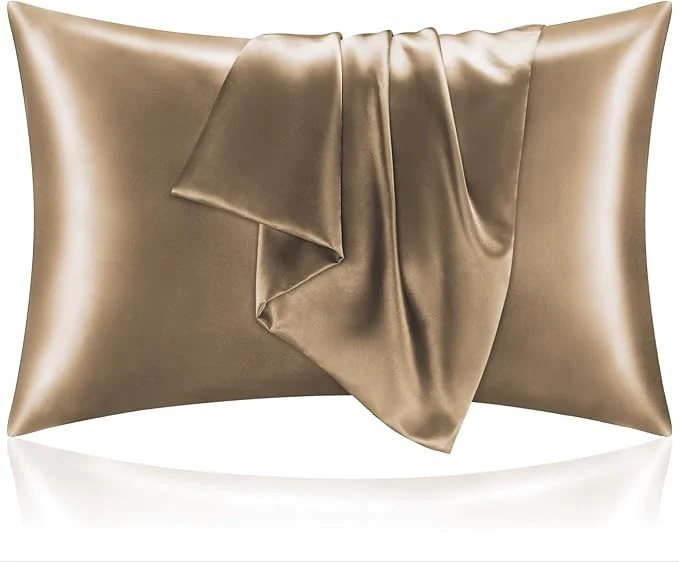 Superior BEDELITE Satin Pillowcase for Hair and Skin Super Soft and Cooling Similar to Silk Pillow Cases 2 Pack with Envelope Closure Gift for Women Men 20 quot x26 quot Standard Size Tawny Brown Expertly Made