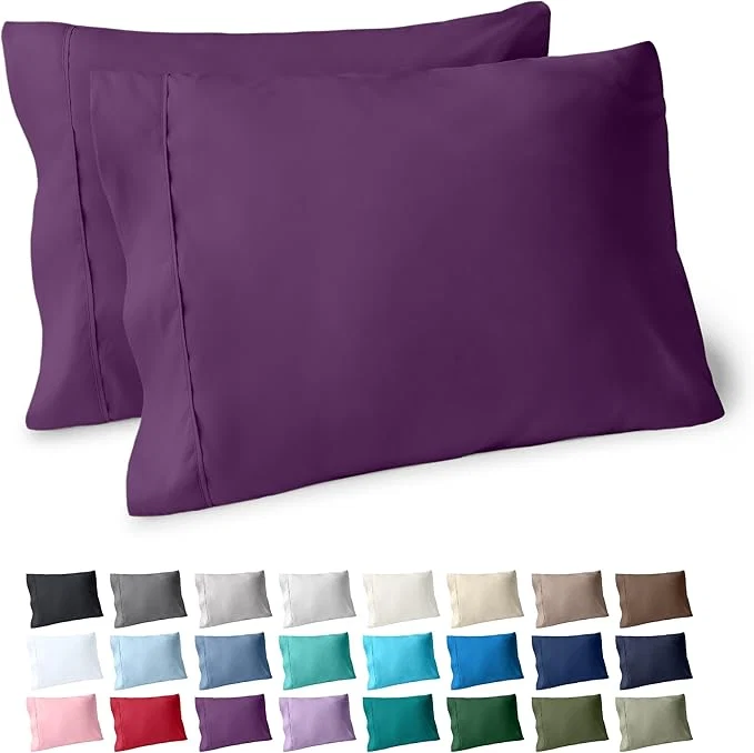 Reusable Bare Home Microfiber Pillow Cases – King Size Set of 2 – Cooling Pillowcases – Double Brushed – Plum Pillowcases Two Pack – Easy Care King Pillowcase Set of 2 Plum Comfortable
