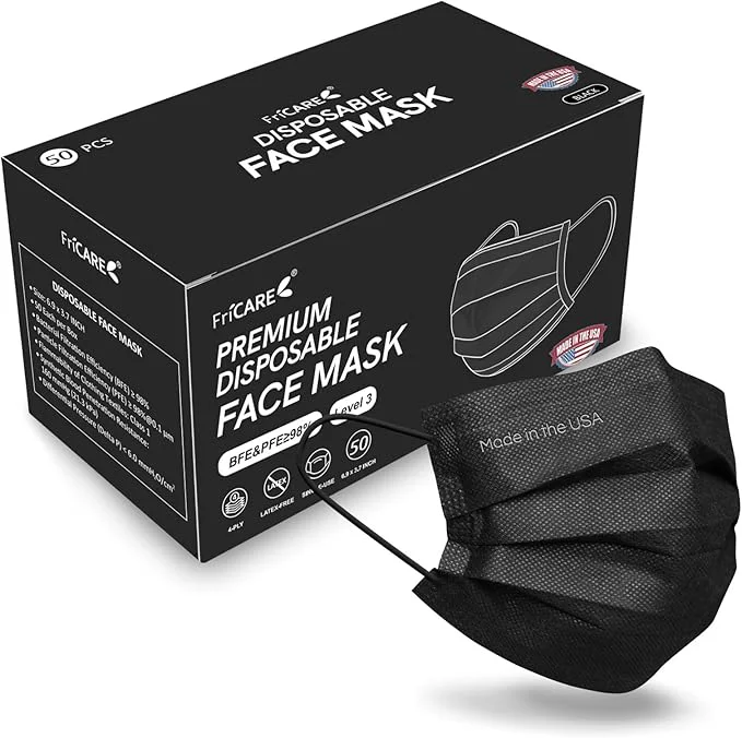 Minimalist FriCARE Made in USA Disposable Face Masks 4-Ply ASTM Level 3 Medical Grade Optimized