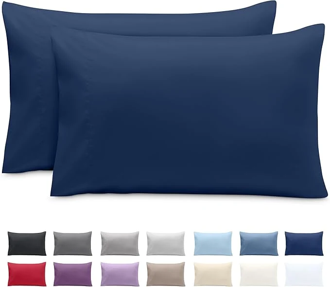 Trusted Bare Home Microfiber Pillow Cases – Toddler Size Set of 2 Cooling Pillowcases Double Brushed Dark Blue Pack Easy Care Toddler Pillowcase 2 Dark Blue Solid