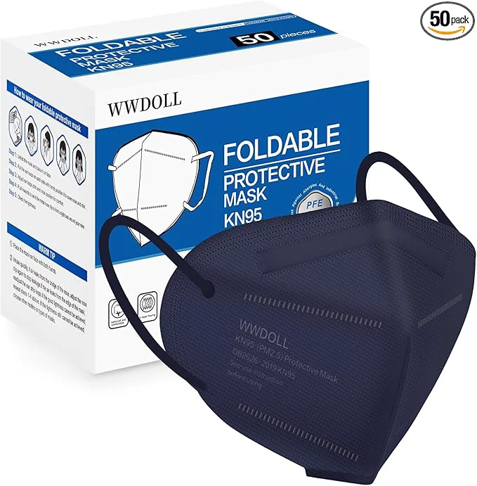 Secure WWDOLL KN95 Face Mask 50 Pack 5-Layers Breathable KN95 Masks Genuine