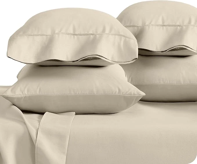 Expertly Made Bare Home Microfiber Bulk Pillow Cases – King Set of 4 – Cooling Pillowcases – Double Brushed – Sand Pillowcases 4 Pack – Easy Care King – 4 Pack Sand Versatile