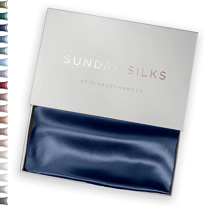 Smooth SUNDAYSILKS™ Premium Silk Pillow Cases Mulberry Silk Pillowcase with Zipper All Sides 22 Momme Grade 6A Silk Standard Queen King Size Navy Blue Effective