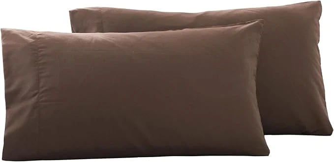 Durable Microfiber Standard Bed Pillowcases 2 Pack Super Soft Bed Pillow Covers Envelope Closure Wrinkle Fade and Stain Resistant 20×26 Coffee Modern