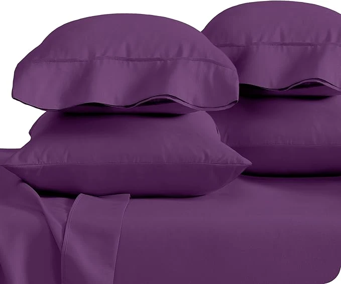 Premium Bare Home Microfiber Bulk Pillow Cases – Standard Queen Size Set of 4 – Cooling Pillowcases – Double Brushed – Plum Pillowcases 4 Pack – Easy Care Standard – 4 Pack Plum Secure