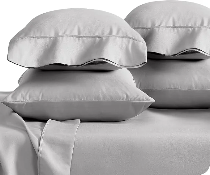 Proven Bare Home Microfiber Bulk Pillow Cases – Standard Queen Size Set of 4 – Cooling Pillowcases – Double Brushed – Light Grey Pillowcases 4 Pack – Easy Care Standard – 4 Pack Light Grey Smooth