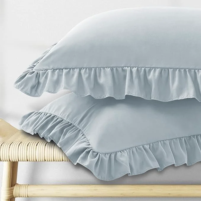 Healthy KKJIAF Ruffle Body Pillow Cases Set of 1 Ruffled Pillow Covers with Envelope Closure Wrinkle Resistant Ruffled Long Pillow Shams 20 quot x 54 quot Dusty Blue Original Design