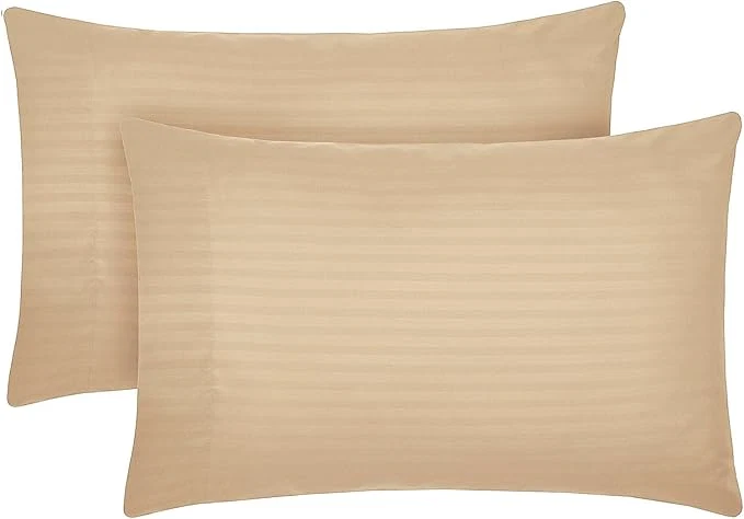 Smooth Mellanni Pillow Cases – Luxury Extra Soft Cooling Pillow Covers – 2 PC Iconic Collection Pillowcases – Envelope Closure Standard Queen 20 quot x 30 quot Striped Beige Easy-to-Use