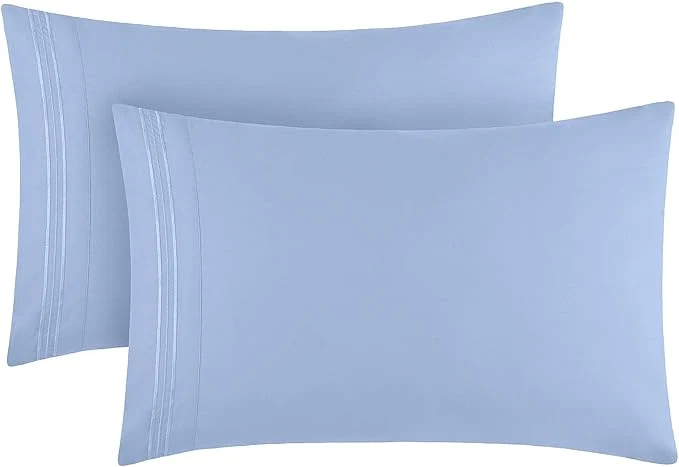 Smart Mellanni Pillow Cases – Luxury Extra Soft Cooling Pillow Covers – 2 PC Iconic Collection Pillowcases – Envelope Closure Standard Queen 20 quot x 30 quot Sky Blue Artisan