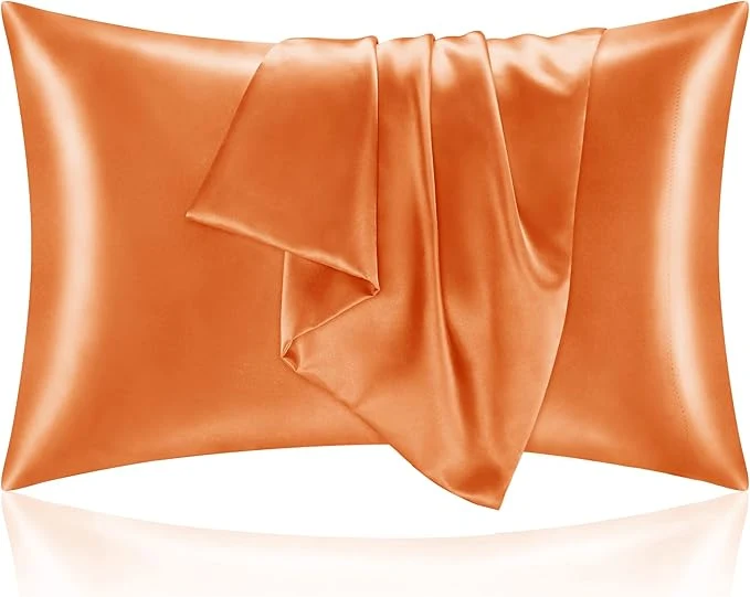 Pure BEDELITE Satin Pillowcase for Hair and Skin Super Soft and Cooling Similar to Silk Pillow Cases 2 Pack with Envelope Closure Gift for Women Men 20 quot x26 quot Standard Size Burnt Orange Original