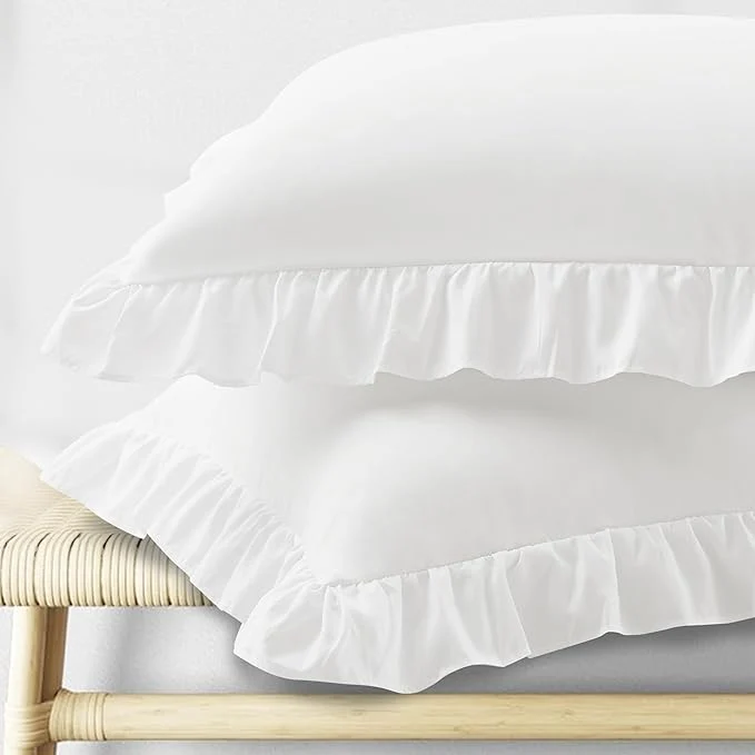 Safe KKJIAF Ruffle Body Pillow Cases Set of 1 Ruffled Pillow Covers with Envelope Closure Body Pillowcases Size of 20 quot x 54 quot Ruffled Long Pillow Shams White Fast