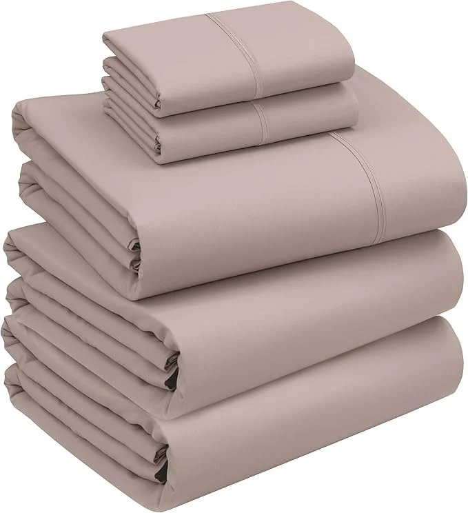 Exclusive RUVANTI Cotton Sheets – Split King Size Percale Bedding Cooling amp Breathable Durable with a Crisp Soft amp Comfortable Feel 16 quot Deep Pocket 5-Piece Set Warm Mocha Artisan