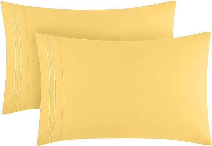 Artisan Mellanni Pillow Cases – Luxury Extra Soft Cooling Pillow Covers – 2 PC Iconic Collection Pillowcases – Envelope Closure King 20 quot x 40 quot Yellow Green