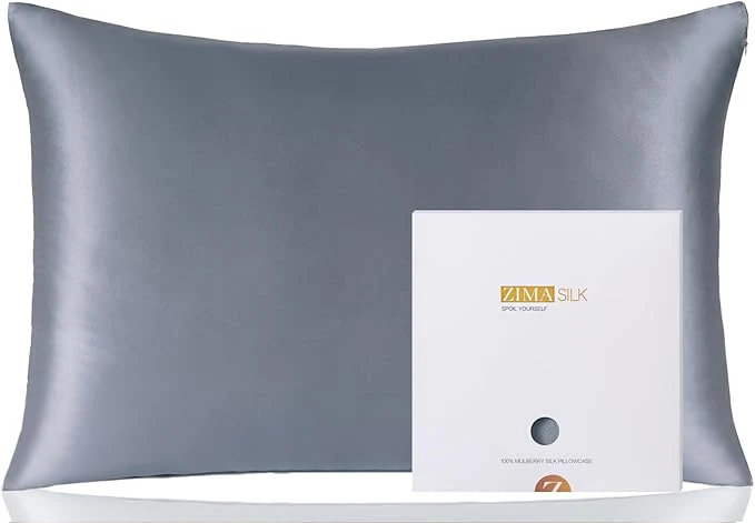 Efficient ZIMASILK Pure Mulberry Silk Pillowcase for Hair and Skin Health Soft and Smooth Both Sides Premium Grade 6A Silk 600 Thread Count with Hidden Zipper 1pc Queen 20 39 39 x30 39 39 Slate Blue Sustainable