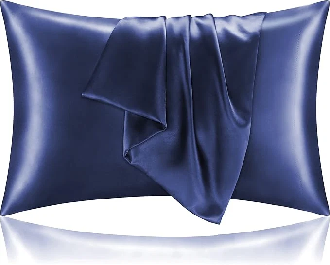 Refined BEDELITE Satin Pillowcase for Hair and Skin Super Soft and Cooling Similar to Silk Pillow Cases 2 Pack with Envelope Closure Gift for Women Men 20 quot x36 quot King Size Navy Responsible